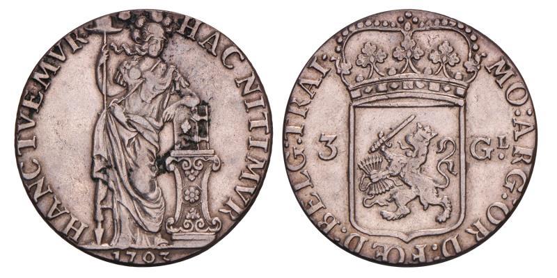 3 Gulden Utrecht 1793. Zeer Fraai.
