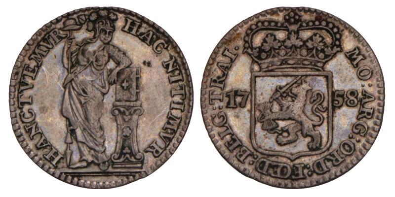 Muntmeesterpenning Utrecht 1758. Zeer Fraai.