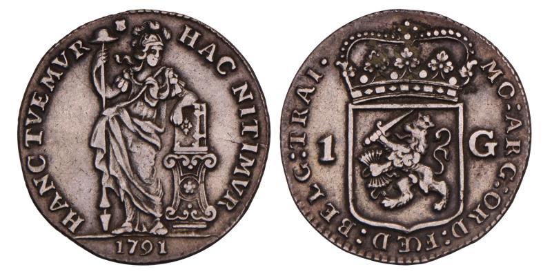 1 Gulden Utrecht 1791. Zeer Fraai.