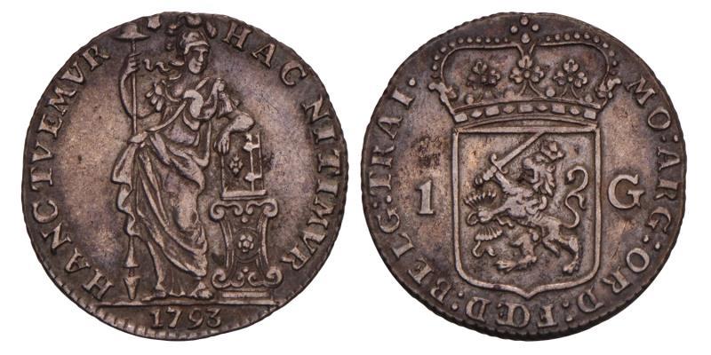 1 Gulden Utrecht 1793. Zeer Fraai.