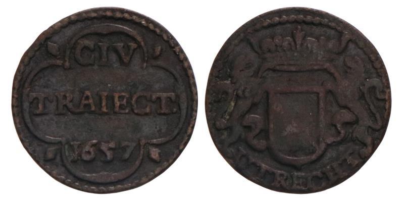 Duit Utrecht Stad 1657. Zeer Fraai -.