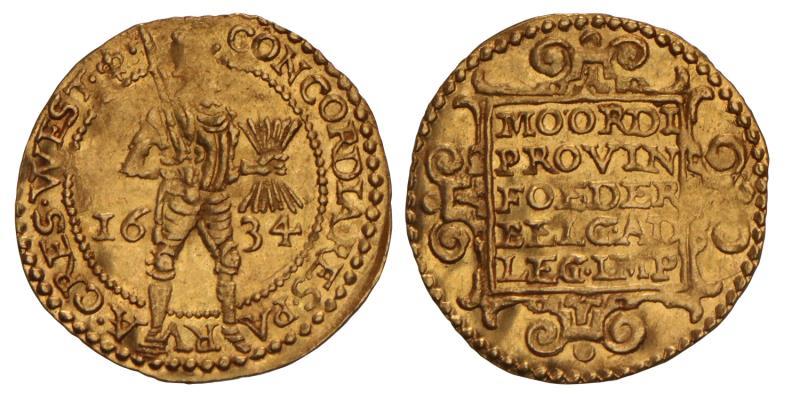 Gouden dukaat West-Friesland 1634. Zeer Fraai / Prachtig.