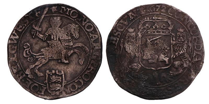 Dukaton of zilveren rijder West-Friesland 1672. Fraai.