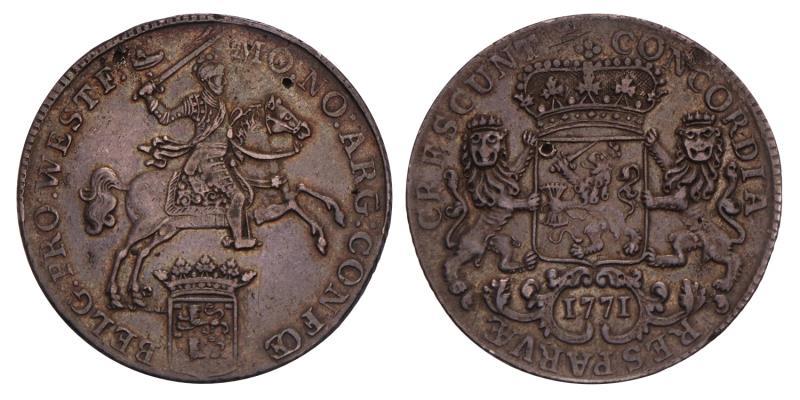 Halve zilveren rijder West-Friesland 1771. Zeer Fraai.