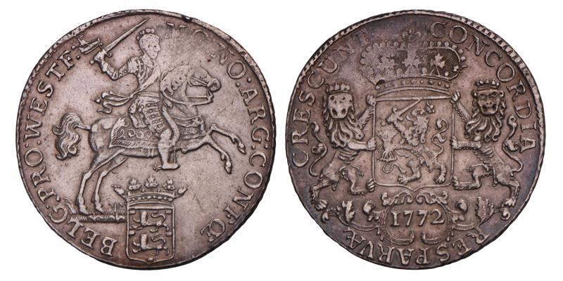 Halve zilveren rijder West-Friesland 1772. Zeer Fraai.