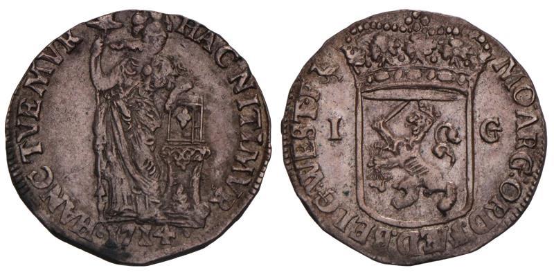 1 Gulden West-Friesland 1714. Zeer Fraai / Prachtig.