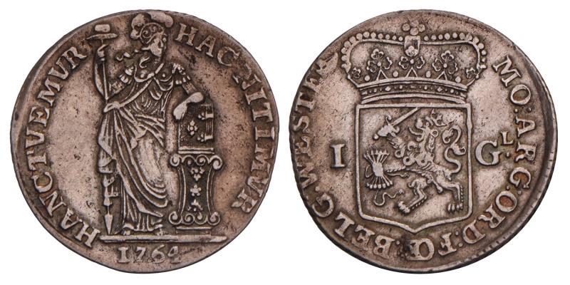 1 Gulden West-Friesland 1764. Zeer Fraai / Prachtig.