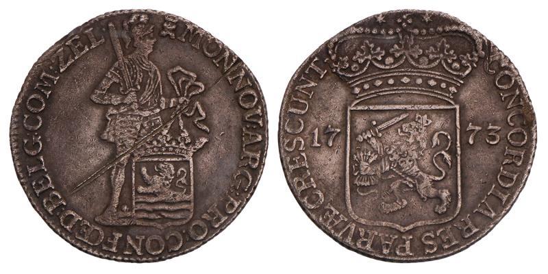 Zilveren dukaat Zeeland 1773. Zeer Fraai (kras).