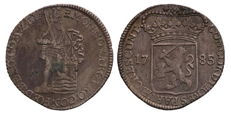 Zilveren dukaat Zeeland 1785. Zeer Fraai.
