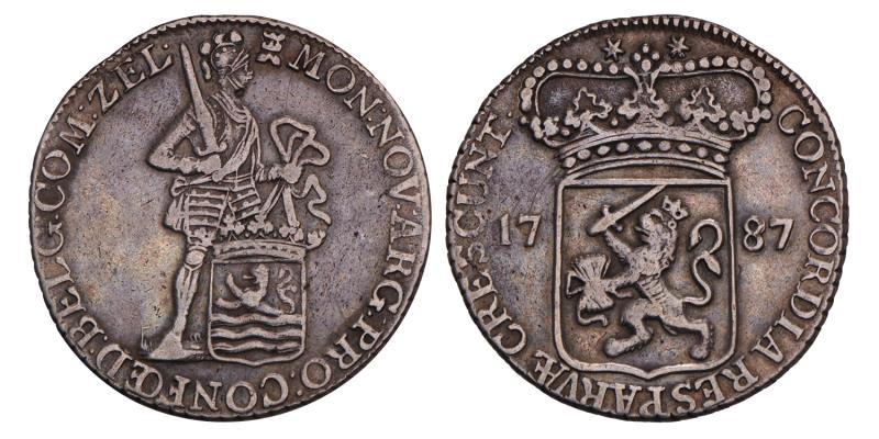Zilveren dukaat Zeeland 1787. Zeer Fraai.
