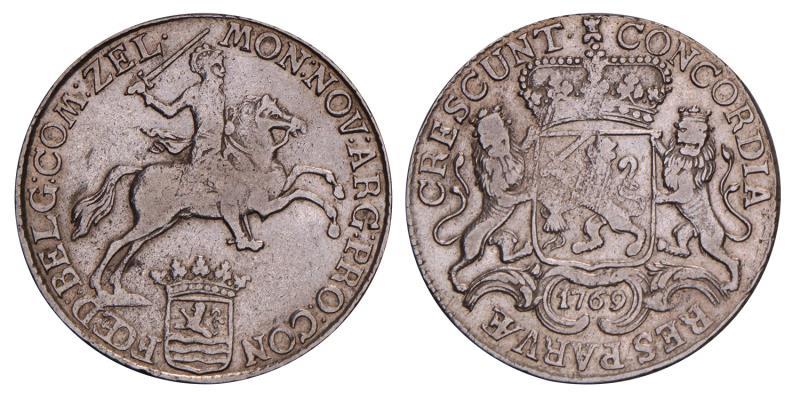Halve dukaton of zilveren rijder Zeeland 1769. Fraai +.