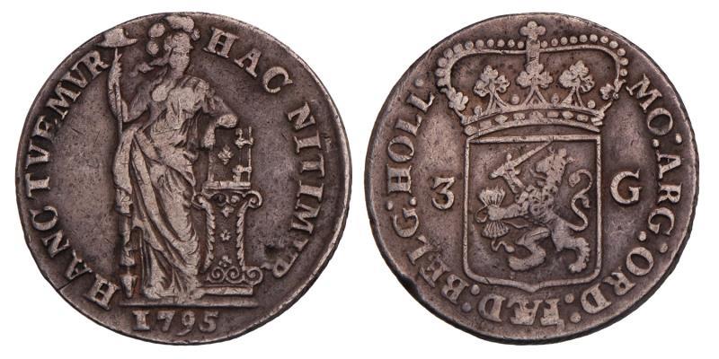 3 Gulden Holland 1795. Zeer Fraai -.