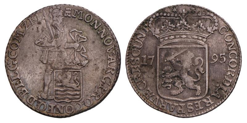 Zilveren Dukaat Zeeland 1795. Zeer Fraai +.