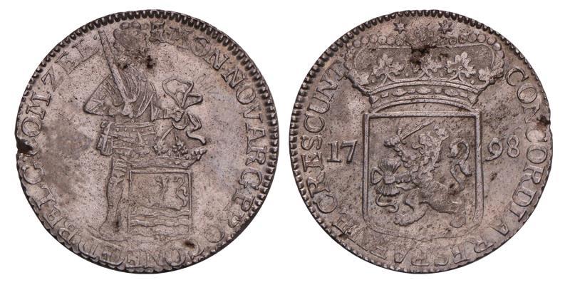 Zilveren Dukaat Zeeland 1798. Zeer Fraai / Prachtig.