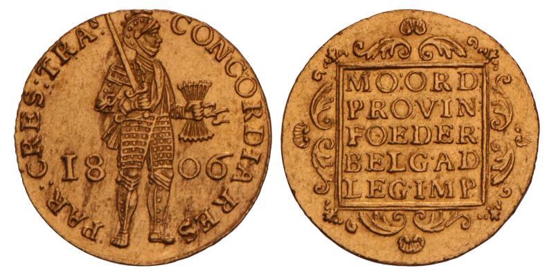 Gouden dukaat Utrecht 1806. Prachtig / FDC.