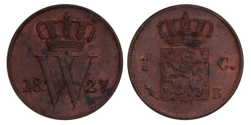 1 Cent Willem I 1827 B. Prachtig / FDC.