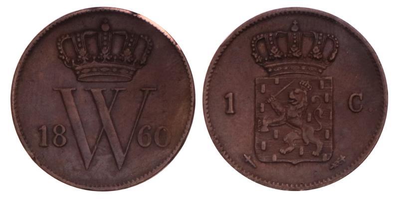 1 Cent Willem III 1860. Prachtig.