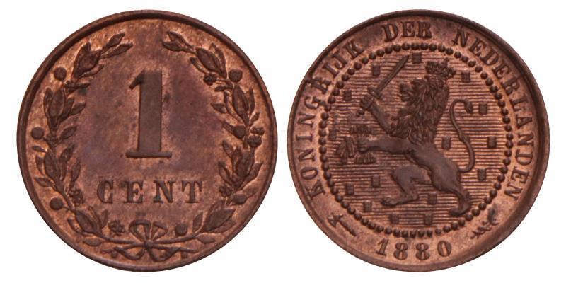 1 Cent Willem III 1880. FDC.