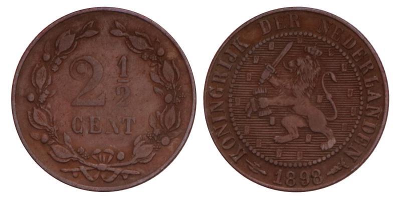 2½ Cent Wilhelmina 1898. Prachtig -.