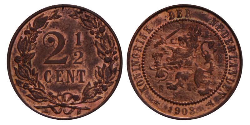 2½ Cent Wilhelmina 1903. Prachtig / FDC.