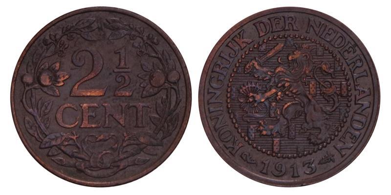 2½ Cent Wilhelmina 1913. FDC -.