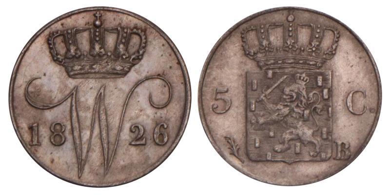 5 Cent Willem I 1826 B. Zeer Fraai -.