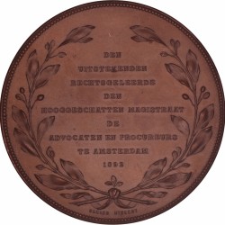 1892. Nederland. Amsterdam. Penning ter ere van C.H. Backer, president van de Rechtbank van Amsterdam.