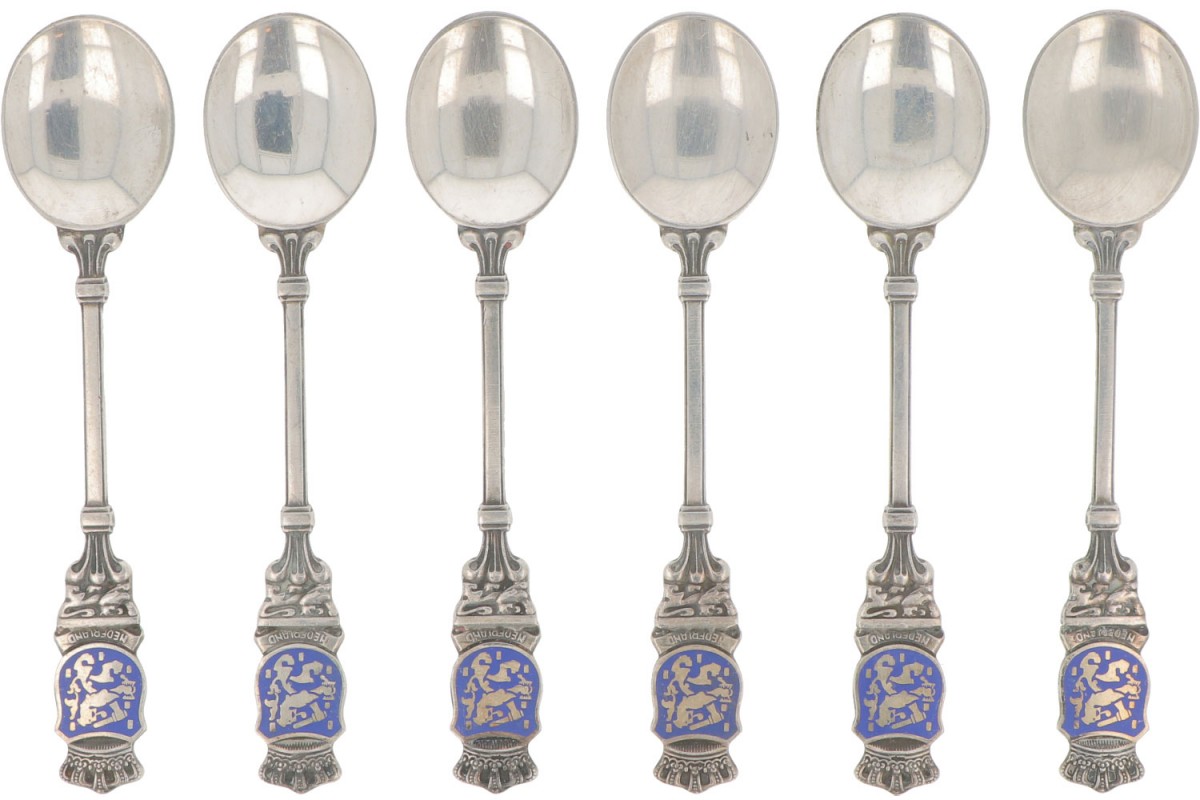 (6) Delige set theelepels zilver.