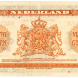 Nederland 50 gulden Muntbiljet Type 1943 Wilhelmina - Zeer Fraai +