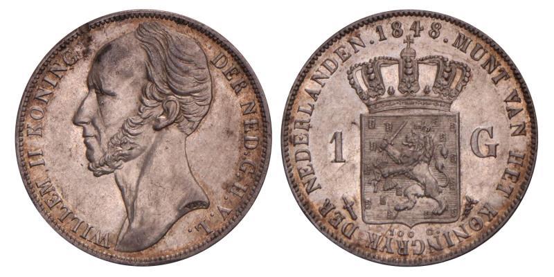 1 Gulden Willem II 1848. Prachtig / FDC.