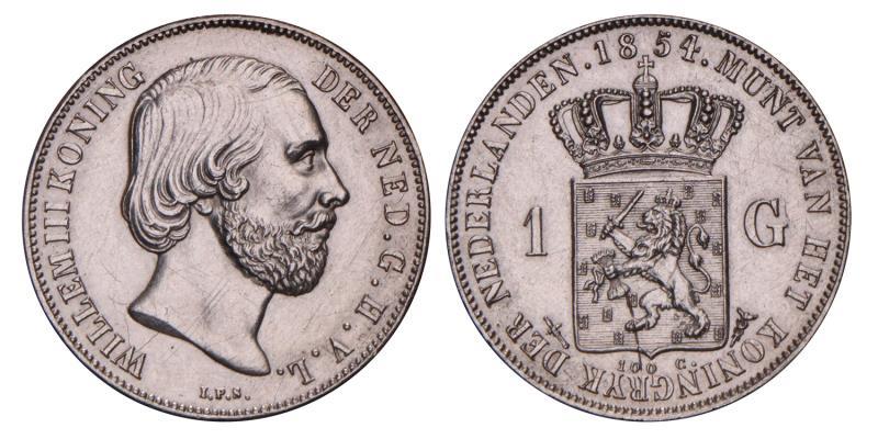 1 Gulden Willem III 1854. FDC.