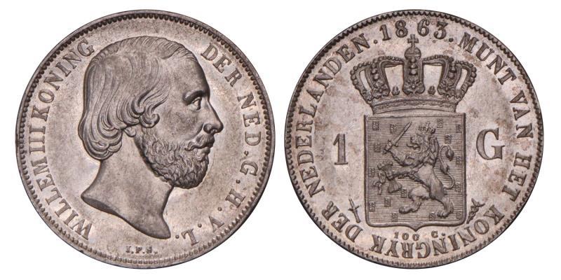 1 Gulden Willem III 1863. FDC.