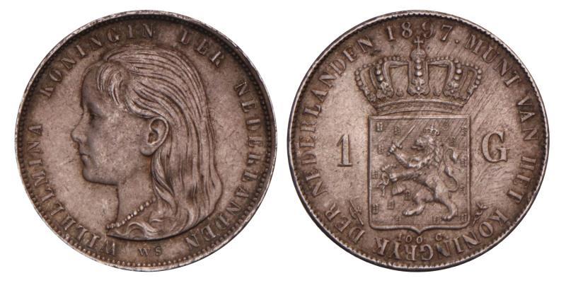 1 Gulden Wilhelmina 1897. Prachtig / FDC.