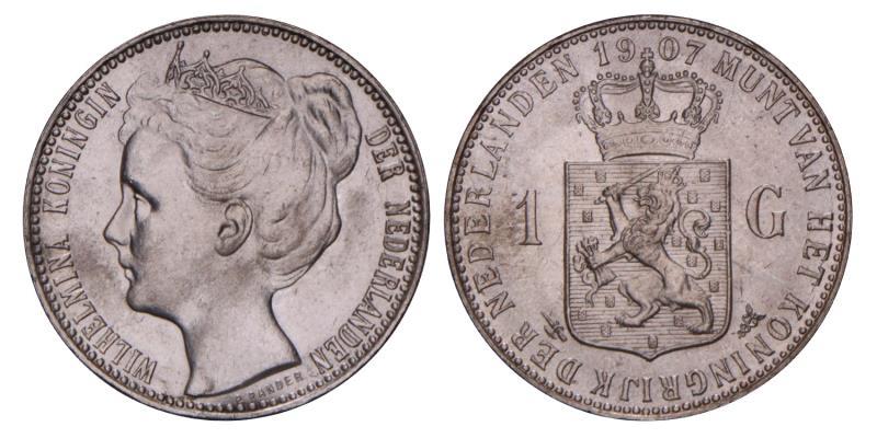 1 Gulden Wilhelmina 1907. FDC.