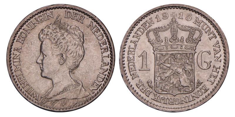 1 Gulden Wilhelmina 1915. Prachtig / FDC.