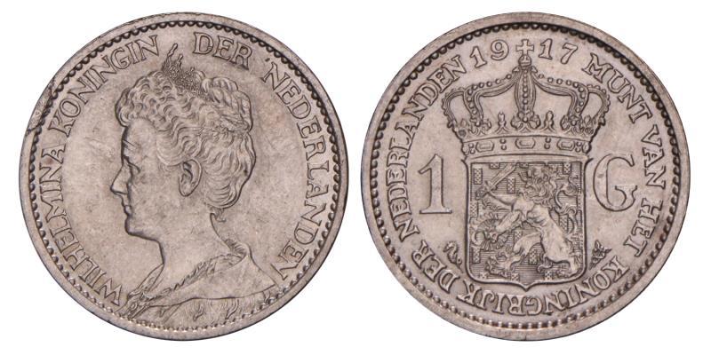 1 Gulden Wilhelmina 1917. Prachtig / FDC.