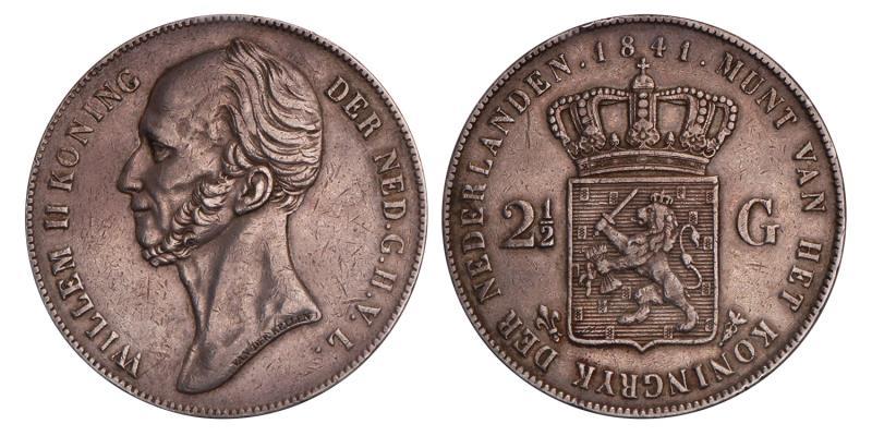 2½ Gulden Willem II 1841. Zeer Fraai / Prachtig.