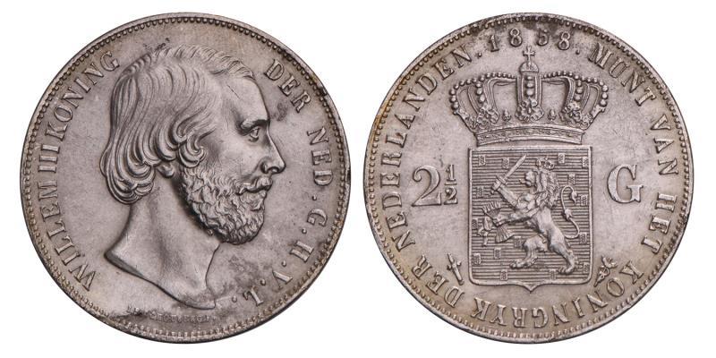 2½ Gulden Willem III 1858. FDC -.