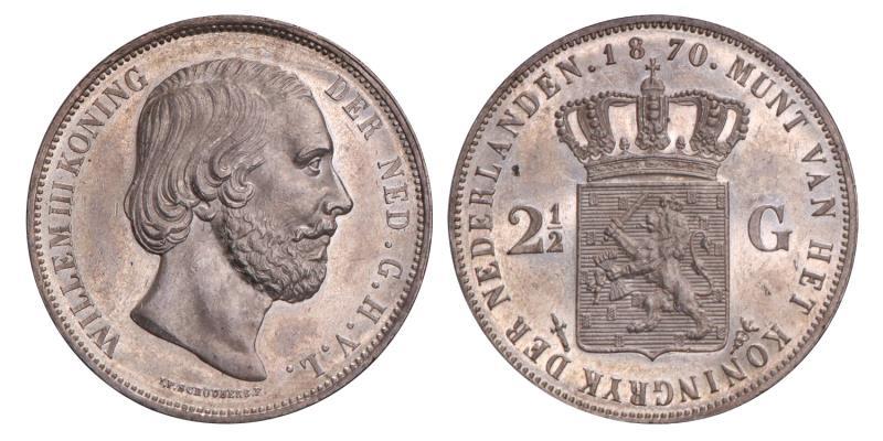 2½ Gulden Willem III 1870. FDC -.