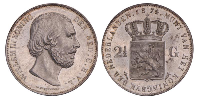 2½ Gulden Willem III 1874. FDC.
