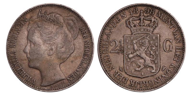 2½ Gulden Wilhelmina 1898. Fraai / Zeer Fraai.
