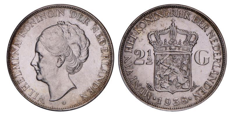 2½ Gulden Wilhelmina 1938. FDC.