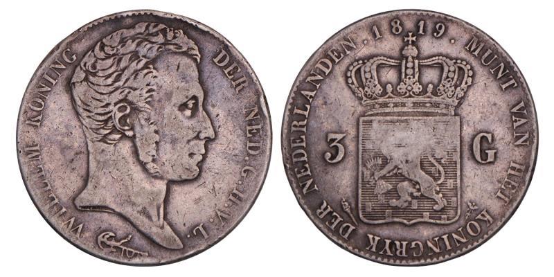 3 Gulden Willem I 1819 U. Fraai +.