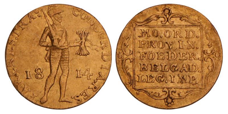 Gouden dukaat Willem I 1814. Zeer Fraai -.