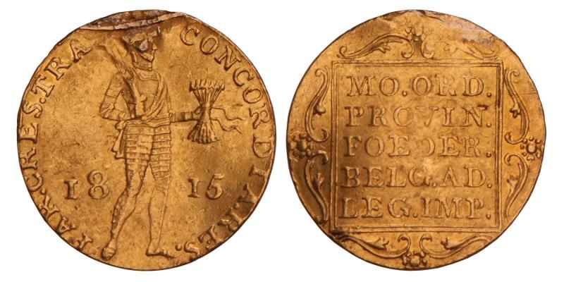 Gouden dukaat Willem I 1815. Zeer Fraai.