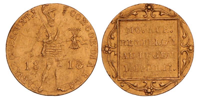 Gouden dukaat Willem I 1818 U. Zeer Fraai / Prachtig.