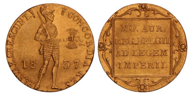 Gouden dukaat Willem I 1837. Prachtig -.