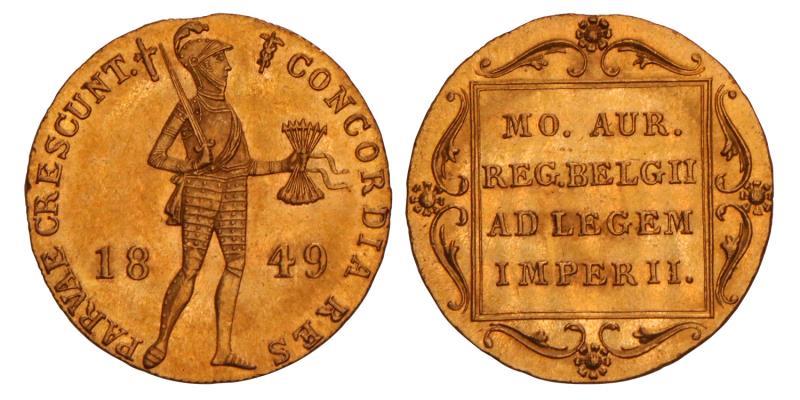 Gouden dukaat Willem III 1849. FDC.