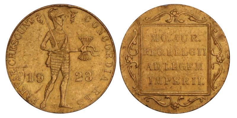 Gouden dukaat Wilhelmina 1923. Zeer Fraai +.