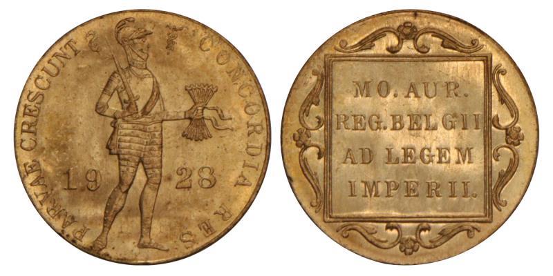 Gouden dukaat Wilhelmina 1928. FDC.